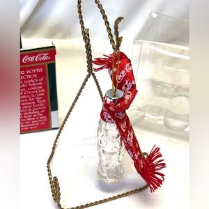 Coca-Cola Clear Plastic Bottle with Red Scarf Accent Ornament • NWT